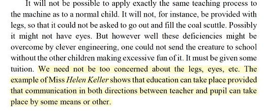 阿兰图灵在《思想》期刊中发表的“关于计算机和智能的论述”选段