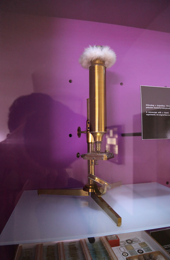 孟德尔曾使用过的显微镜，吴国盛教授拍摄